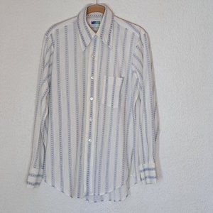 Mr Dee Cee Vintage 1970s Shirt Men's Medium 15 15.5 Long Sleeve White Blue USA